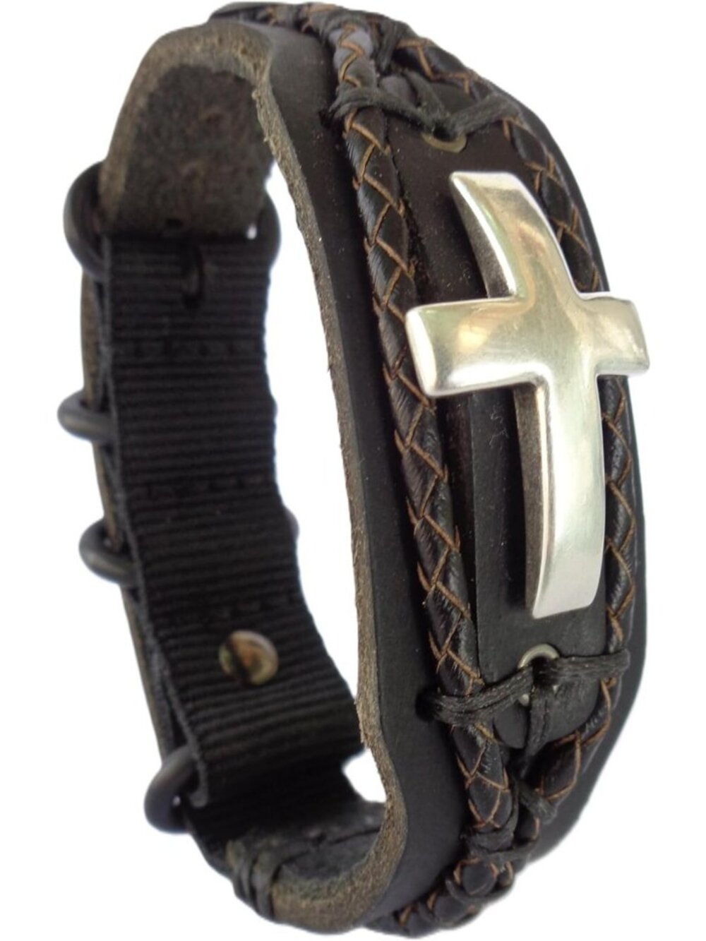 Handmade Christian Cross Bracelet for Men - Adjustable Leather, Strong & Stylish